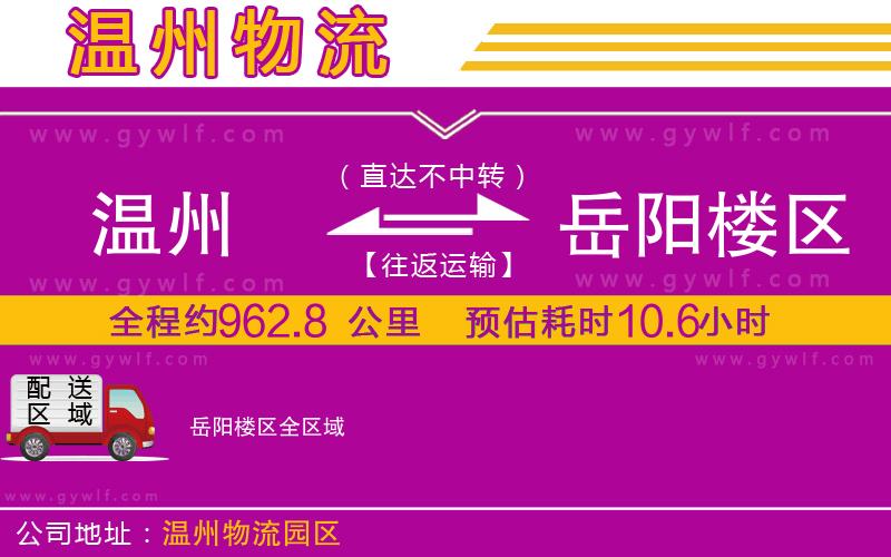溫州到岳陽(yáng)樓區(qū)物流公司