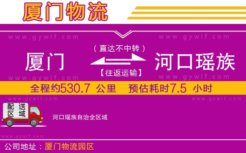 廈門(mén)到河口瑤族自治物流公司