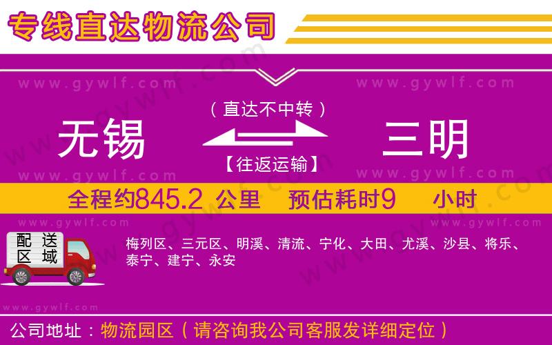 無(wú)錫到三明物流公司