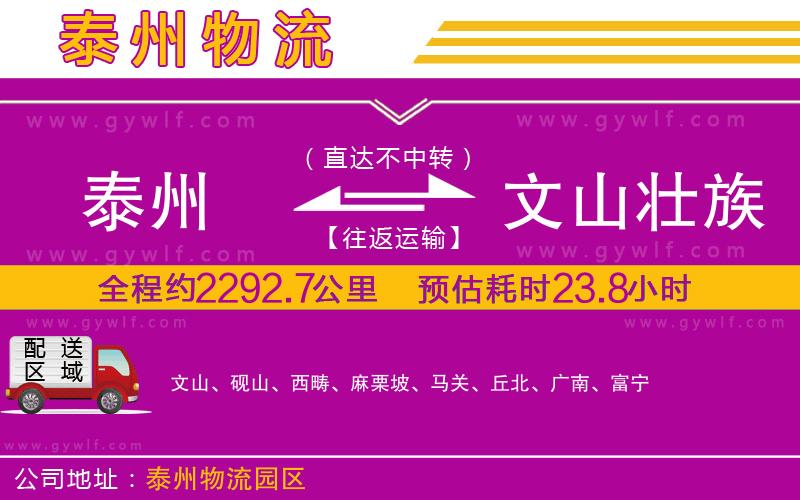 泰州到文山壯族苗族自治州物流公司
