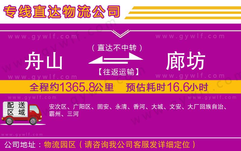 舟山到廊坊物流公司