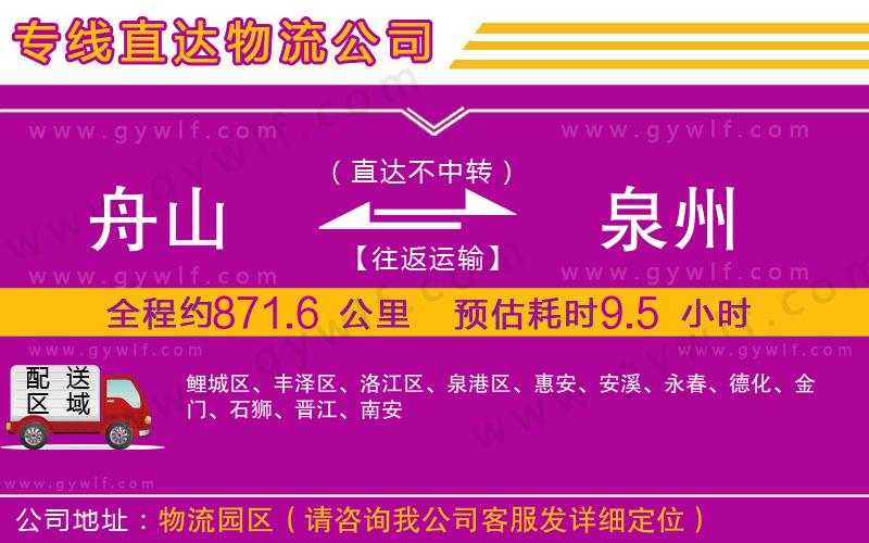 舟山到泉州物流公司