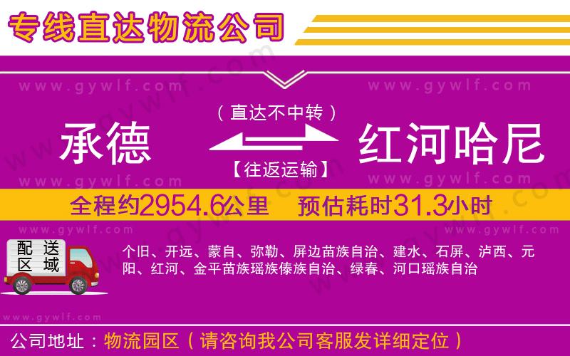 承德到紅河哈尼族彝族自治州物流公司