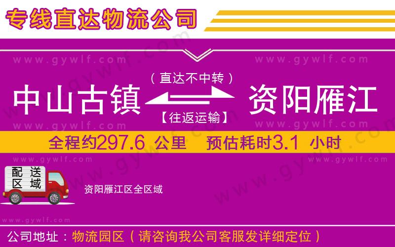 中山古鎮(zhèn)到資陽(yáng)雁江區(qū)物流公司