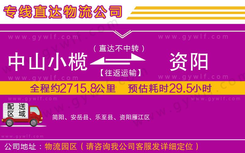 中山小欖到資陽物流公司