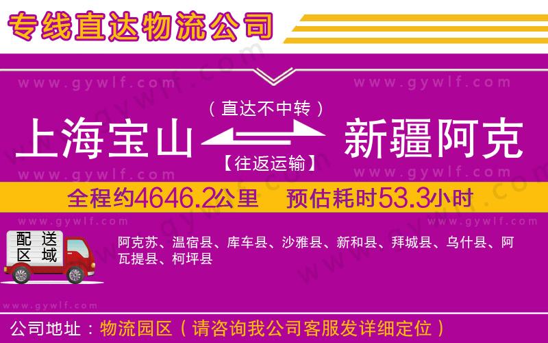 上海寶山區(qū)到新疆阿克蘇地區(qū)物流公司