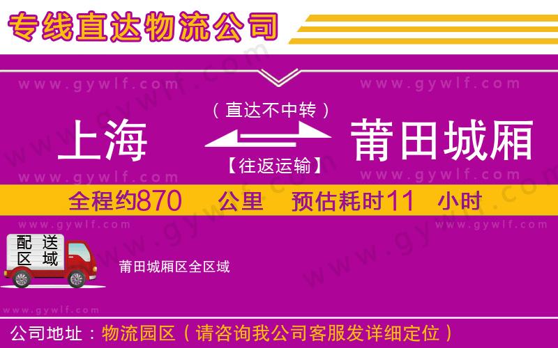 上海到莆田城廂區(qū)物流專線