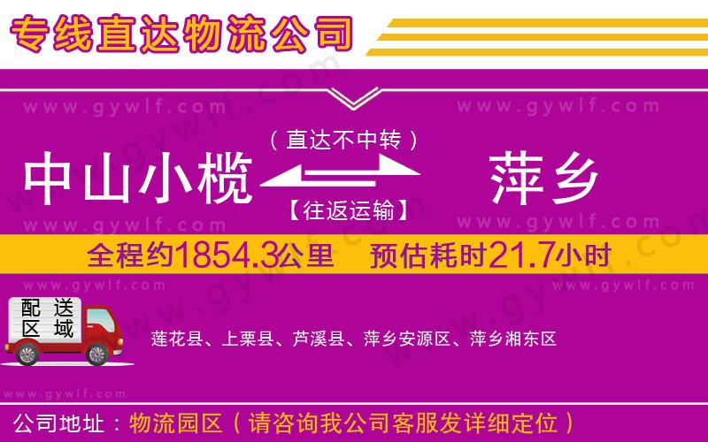 中山小欖到萍鄉(xiāng)物流公司