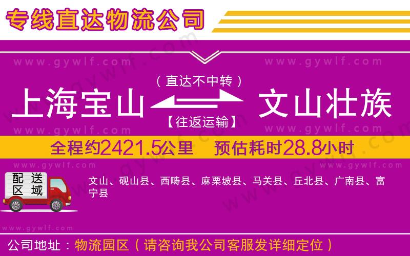 上海寶山區(qū)到文山壯族苗族自治州物流公司