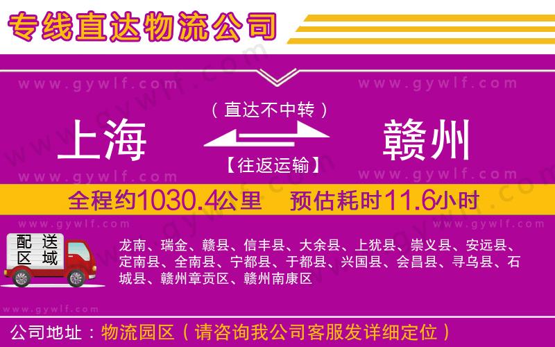 上海到贛州貨運專線