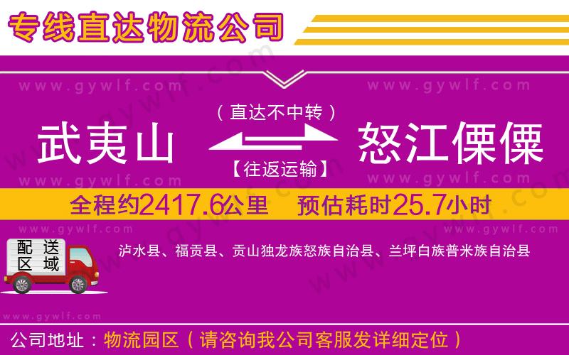 武夷山到怒江傈僳族自治州物流公司
