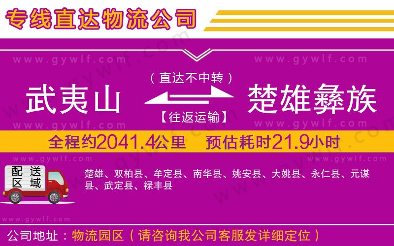 武夷山到楚雄彝族自治州物流公司