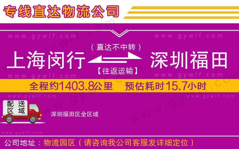 上海閔行區(qū)到深圳福田區(qū)物流公司