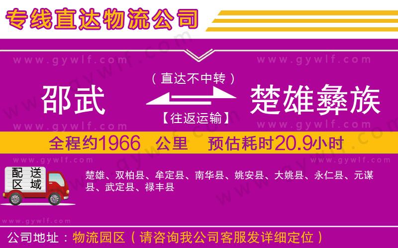邵武到楚雄彝族自治州物流公司
