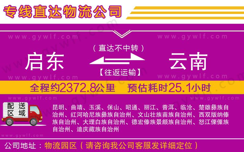 啟東到云南物流公司