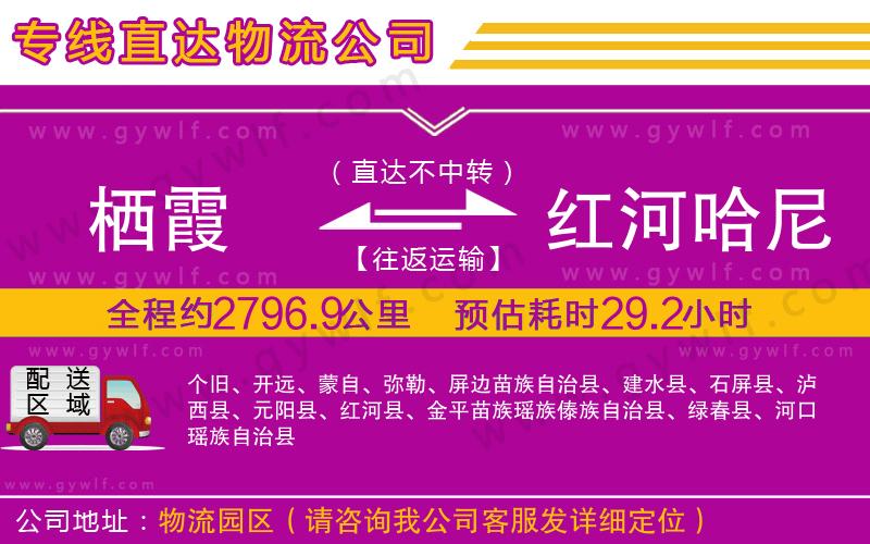 棲霞到紅河哈尼族彝族自治州物流公司