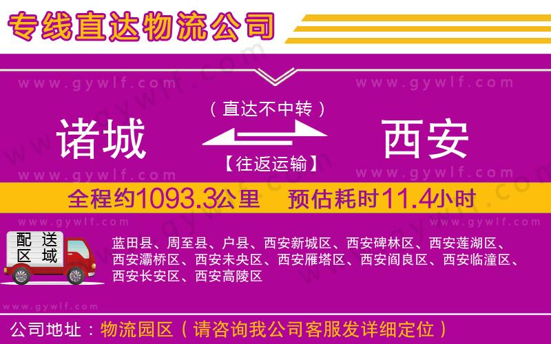 諸城到西安物流公司