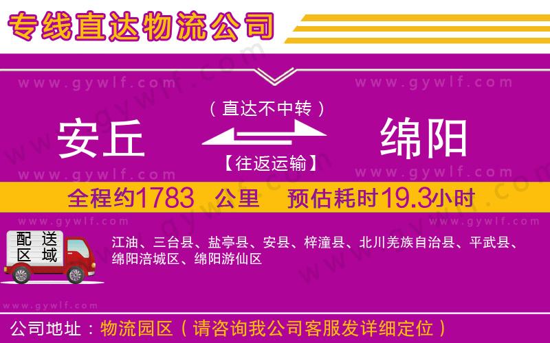 安丘到綿陽物流公司