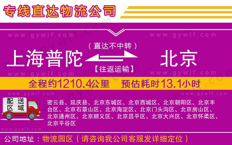 上海普陀區(qū)到北京物流公司