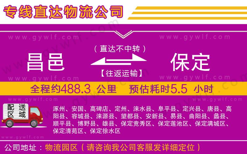 昌邑到保定物流公司