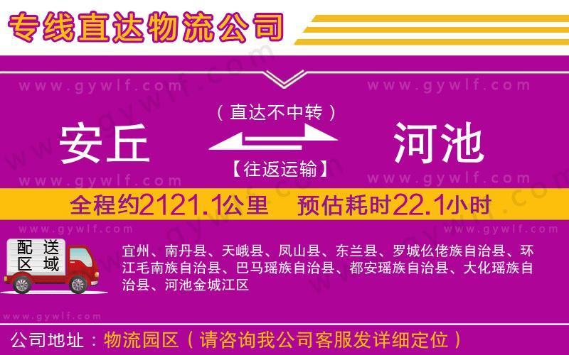 安丘到河池物流公司