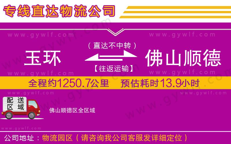 玉環(huán)到佛山順德區(qū)物流公司